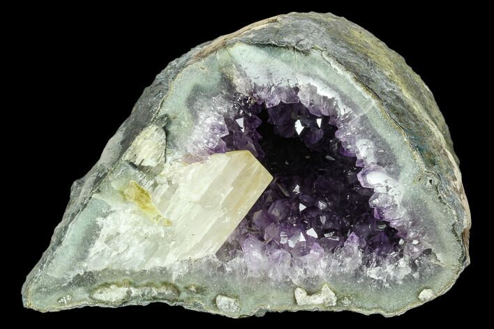 Wide, Purple Amethyst Geode With Calcite - Uruguay #123831